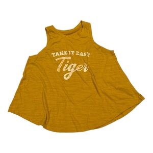 Women's Mustard Tank Top - Take It Easy Tiger